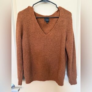 Lumiere Women's Cozy Brown V-Neck Sweater